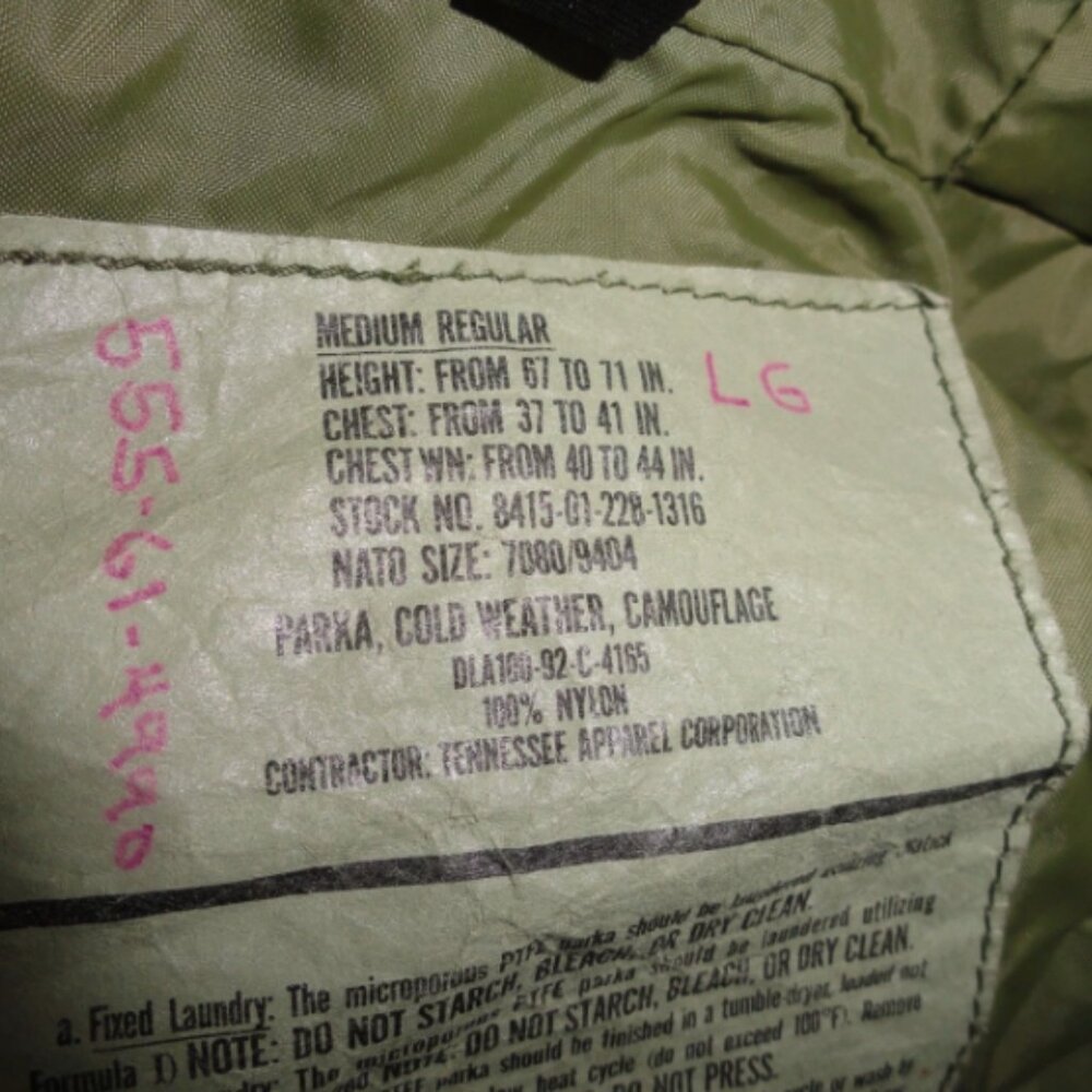 BDU WOODLAND CAMOUFLAGE szMEDIUM GORE-TEX PARKA COLD WX JACKET w/HOOD JM 288 - Picture 6 of 16
